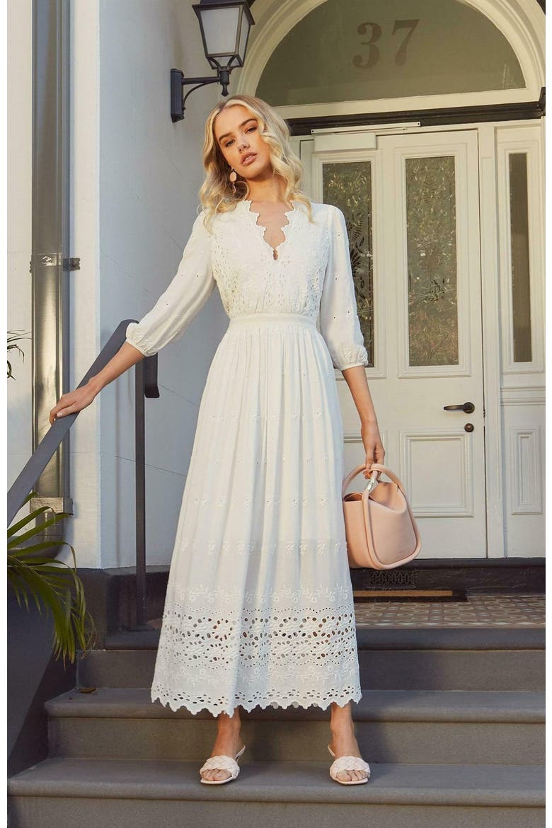 All Eyes On Me Midi Dress, Alternate, color, White
