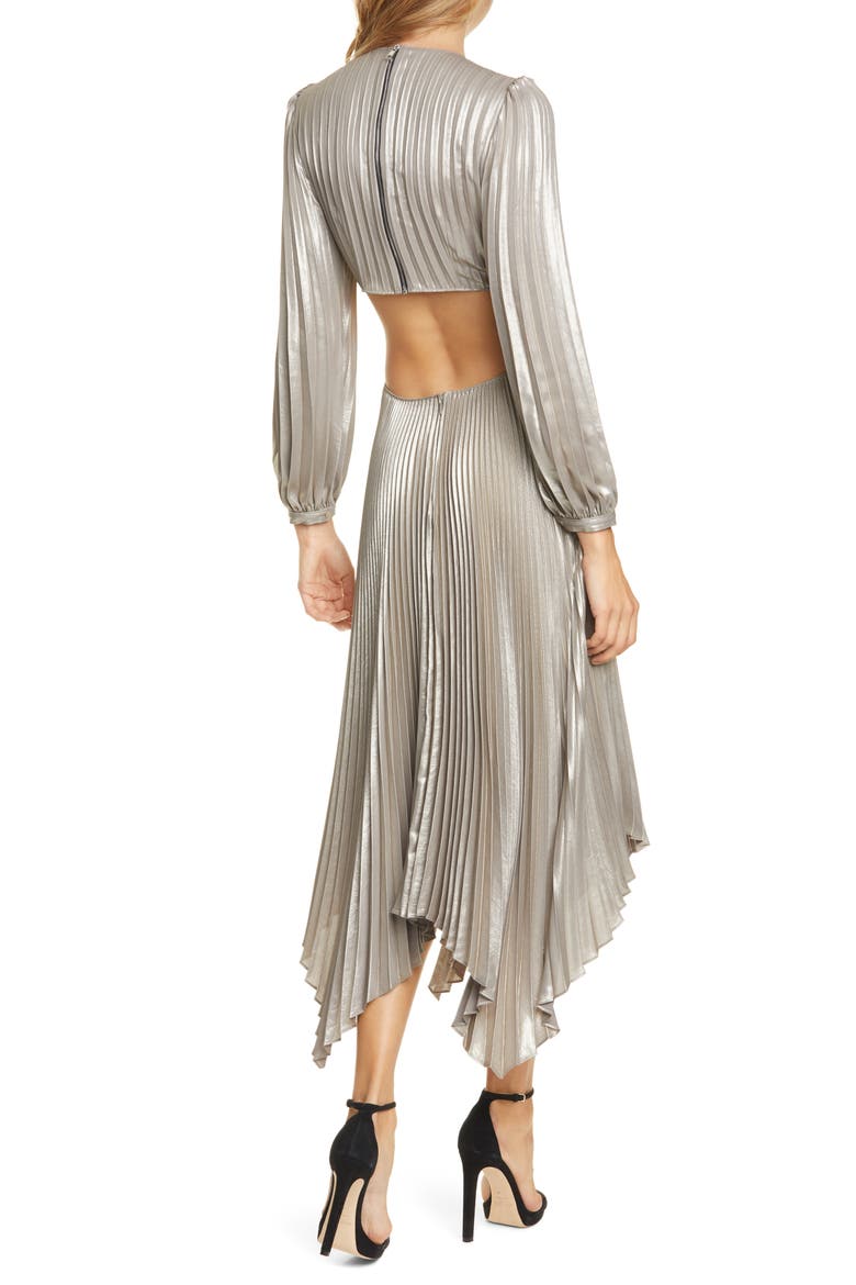 Naples Cutout Waist Long Sleeve Dress, Alternate, color, ANTIQUE GOLD