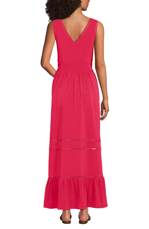 Lands' End Cotton Modal Embellished Trim Maxi Dress In Berry Rouge
