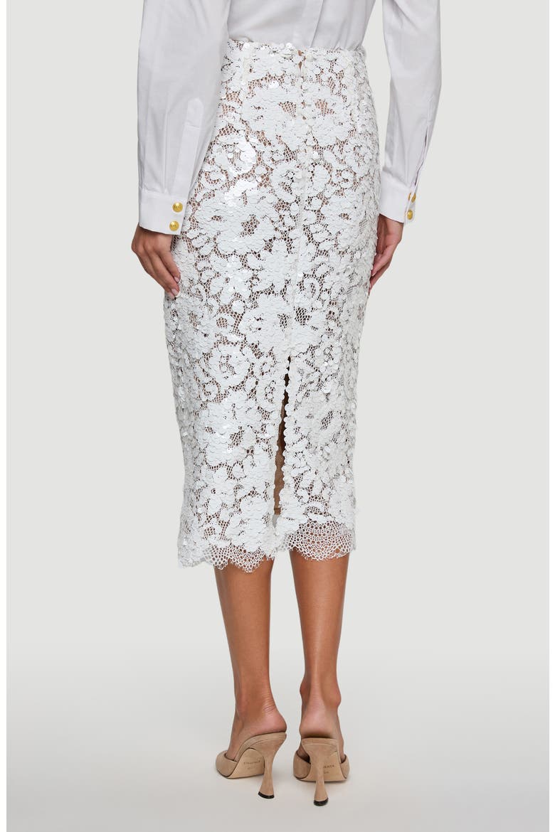 Makena Sequin Lace Midi Skirt, Alternate, color, WHITE