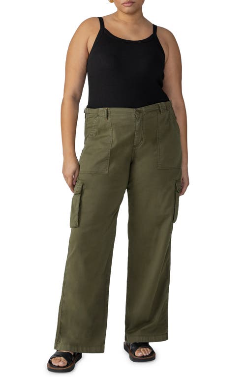 Sanctuary Reissue Wide Leg Cargo Pants In Mossy Green