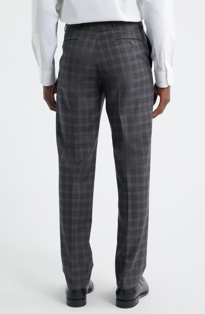 Berle Narrow Plaid Wool Dress Pants, Alternate, color, Medium Grey