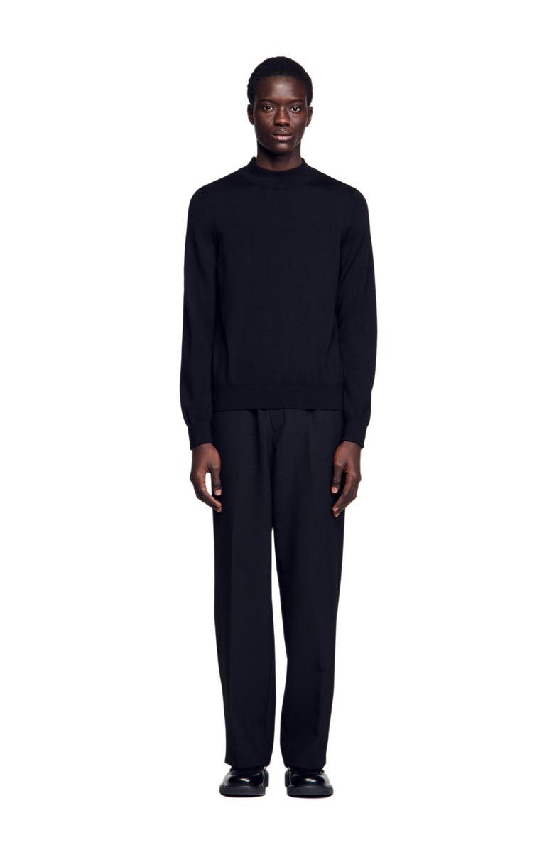 SANDRO Wool sweater with high neck, Alternate, color, Black