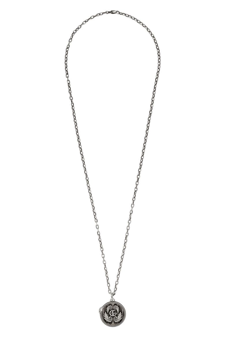 Garden Double-G Logo Pendant Necklace, Main, color, STERLING SILVER
