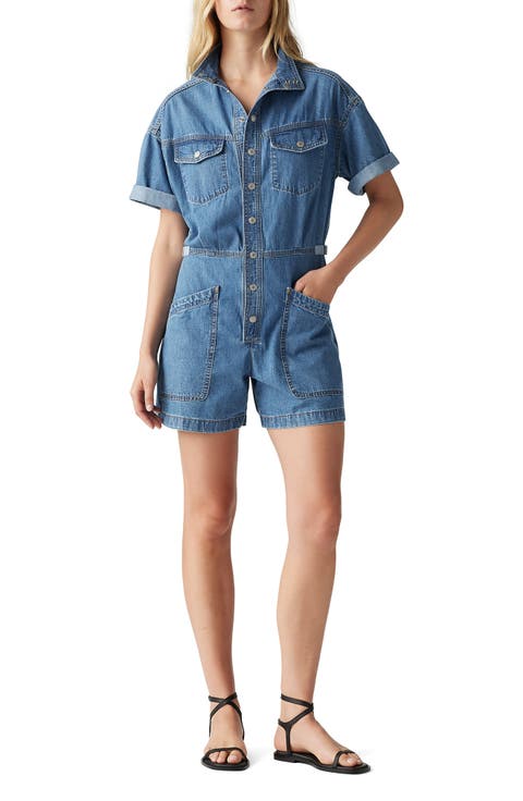 Short Sleeve Denim Jumpsuit (Blue Joke)