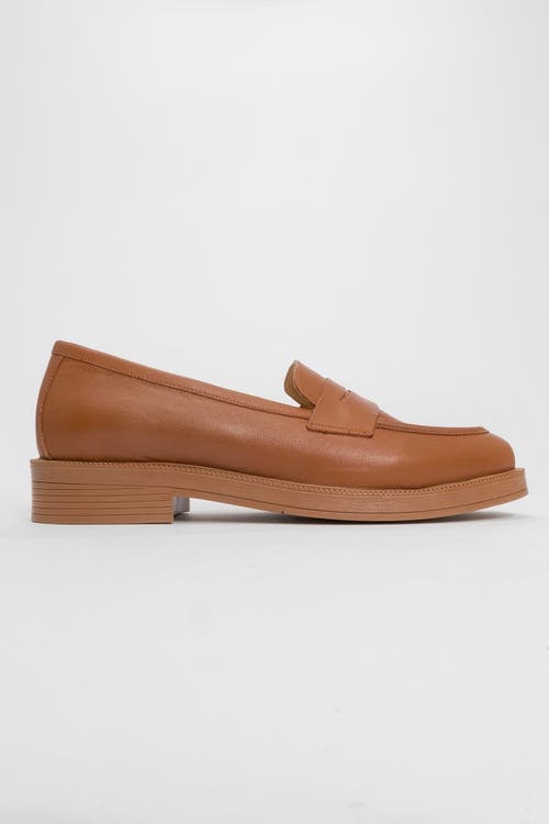 Forever & Always Shoes Bree Platform Penny Leather Loafer In Brown