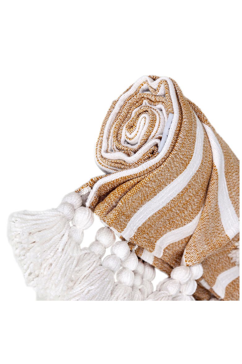 Nara Stripe Tassel Throw Blanket, Alternate, color, MUSTARD