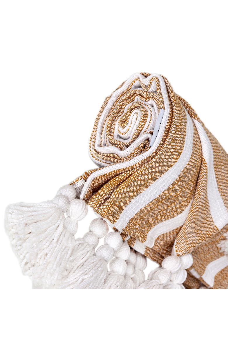 PARKLAND COLLECTION Nara Stripe Tassel Throw Blanket, Alternate, color, Mustard