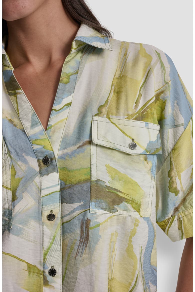 Print Short Sleeve Roll Tab Shirt, Alternate, color, MARCH WATERCOLOR