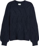 Caslon® Lofty Pointelle Stitch Crewneck Sweater