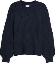 Caslon® Lofty Pointelle Stitch Crewneck Sweater