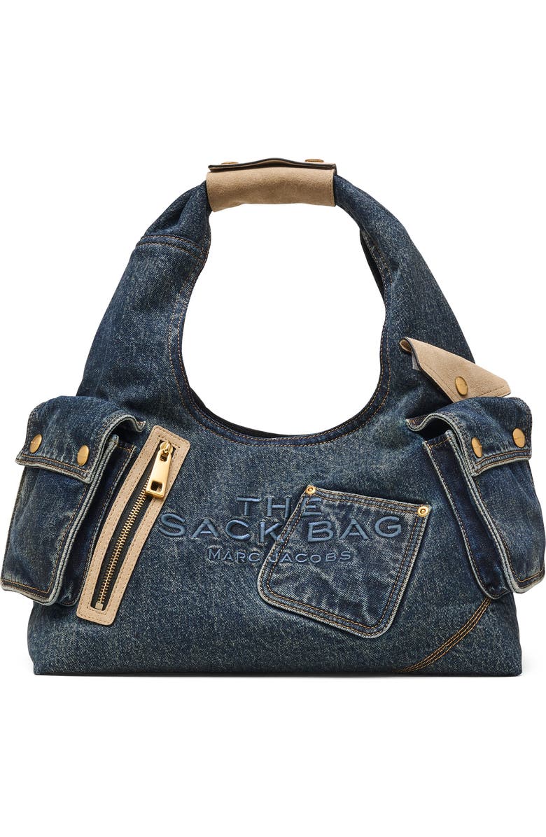 Marc Jacobs The Sack Denim Shoulder Bag, Main, color, Dark Wash Indigo