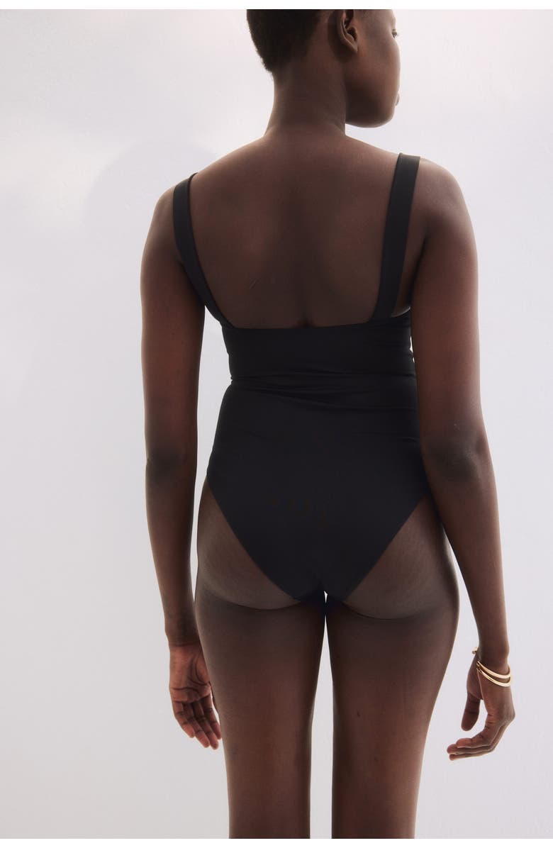 H&M Padded-cup High Leg Swimsuit, Alternate, color, Black