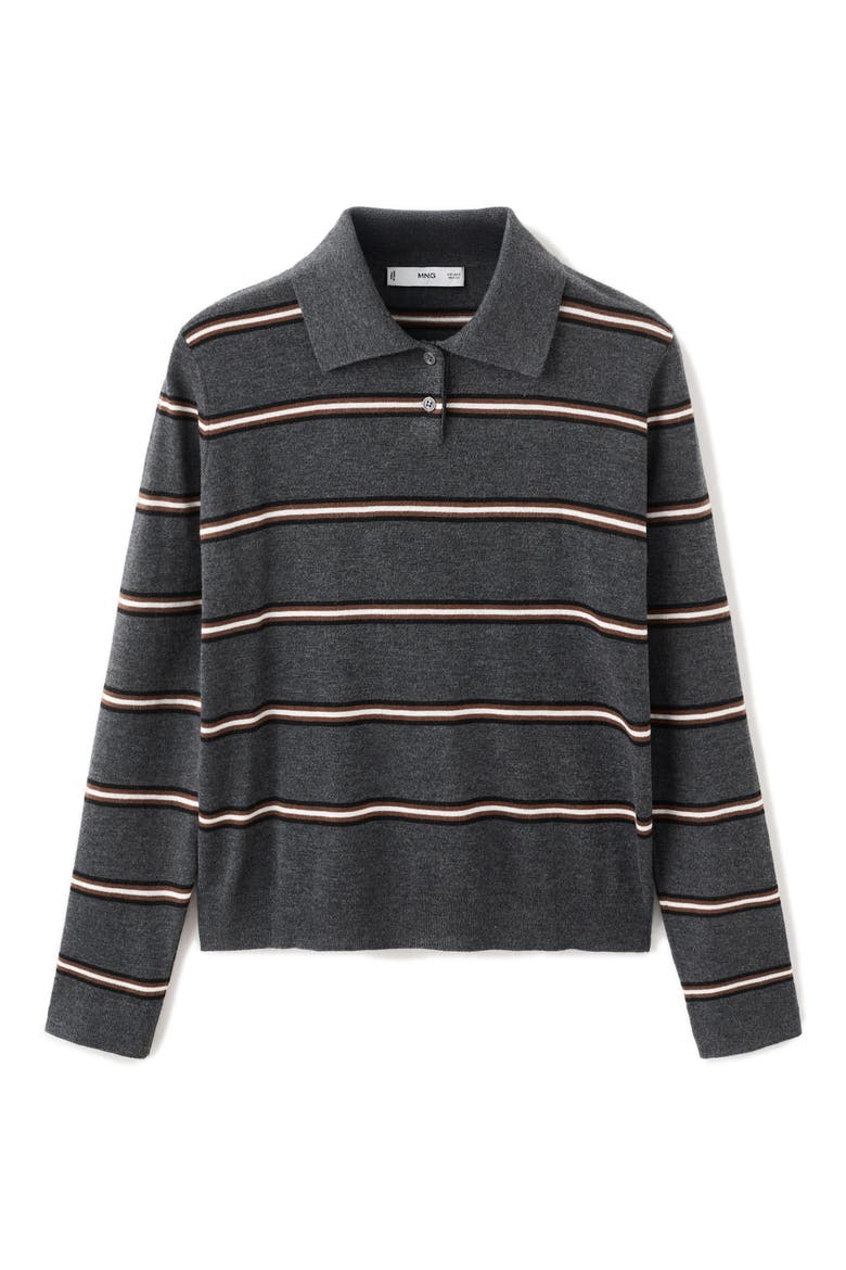 Stripe Sweater Polo, Alternate, color, MEDIUM HEATHER GREY
