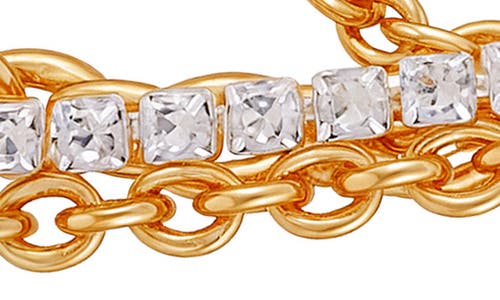Guess Linear Chain Drop Hoop Earrings In Multi