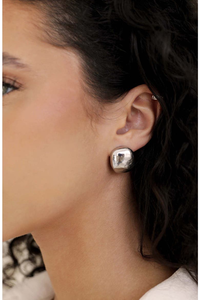 Minimalist Curved Square Drop Earrings, Alternate, color, RHODIUM