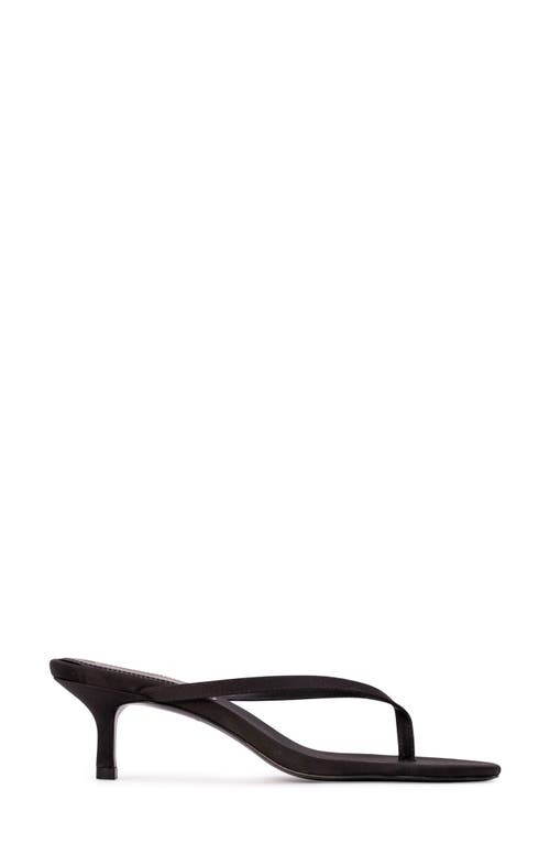 Black Suede Studio Tash Fabric Thong Slide Sandals In Black Satin