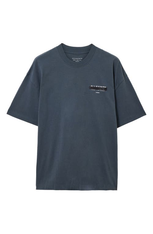 Allsaints Redact Mock Neck Graphic T-shirt In Blue