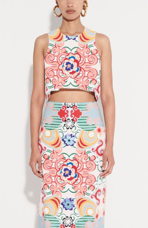 De Loreta Ponche Crewneck Cotton Tank In Multi