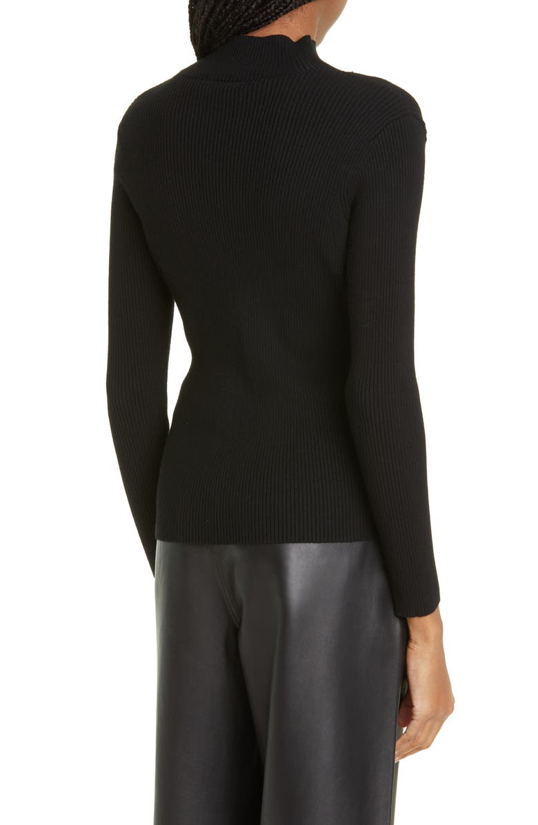 Milly Cutout Wool & Cashmere Rib Turtleneck Sweater, Alternate, color, 