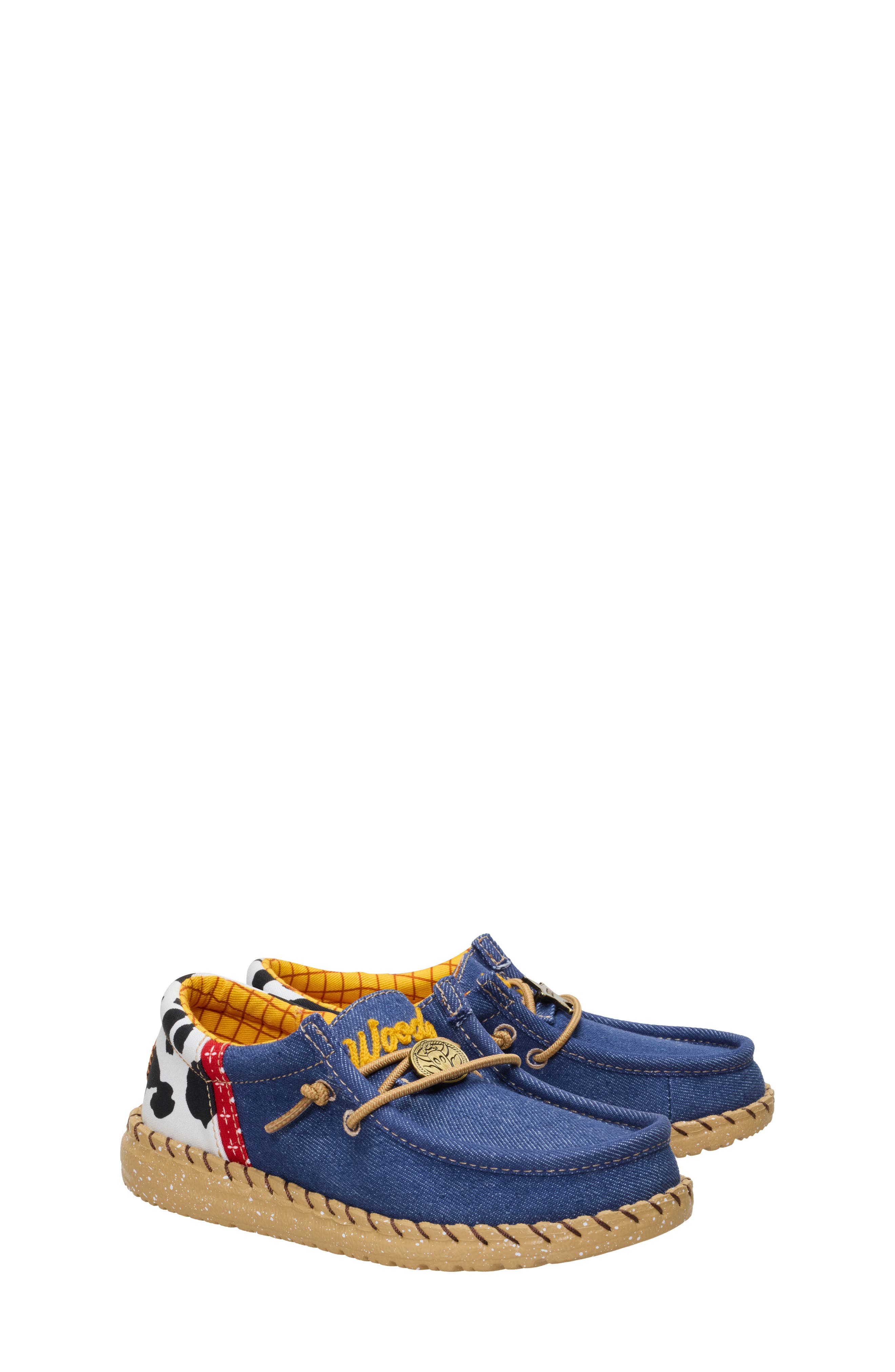 Hey Dude x Toy Story Wally Sheriff Woody Slip-On, Alternate, color, White/ Faded Denim