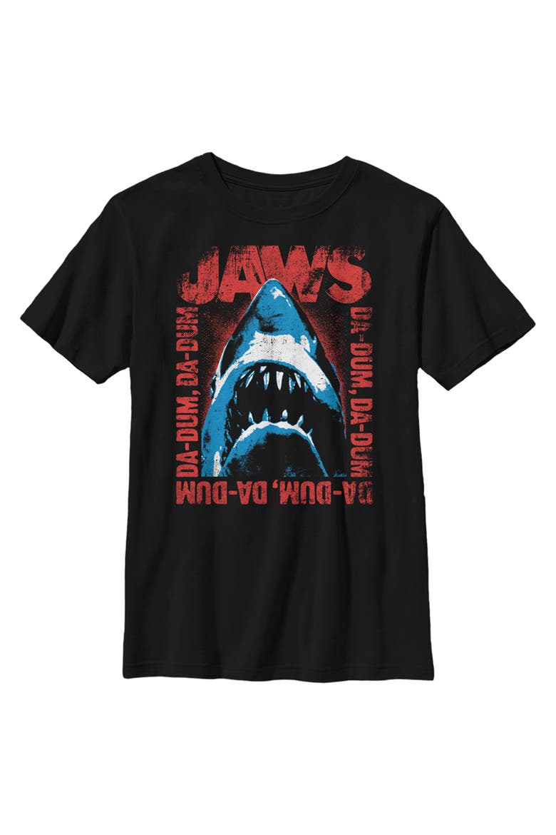 Boy's Jaws Da-Dum Da-Dum Distressed  Graphic T-Shirt, Main, color, Black