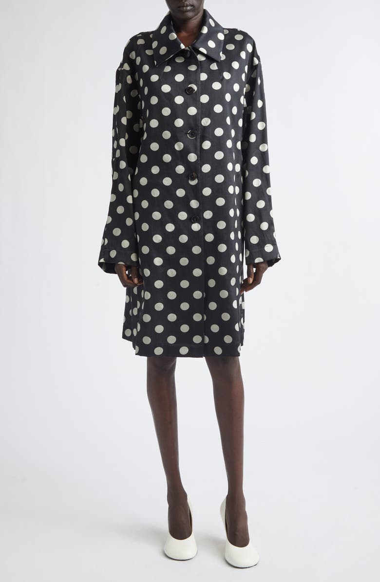 Dries Van Noten Polka Dot Washed Mousseline Coat, Main, color, Black