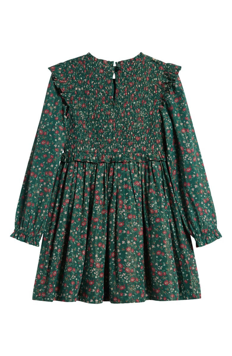 Nordstrom Kids' Floral Metallic Thread Long Sleeve Dress, Alternate, color, 