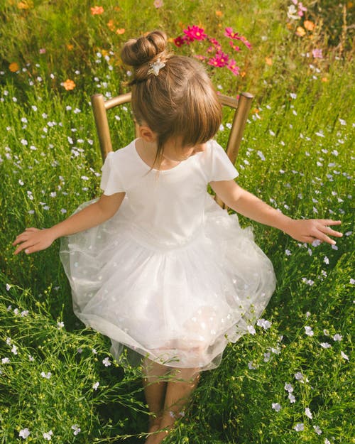 Deux Par Deux Girls' Bi-material Dress With Glitter Hearts Skirt - Big Kid In Snow White