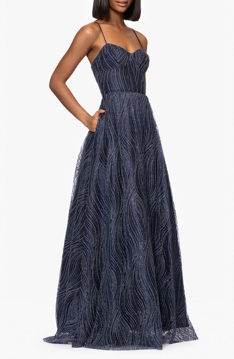 Blondie Nites Glitter Sleeveless Gown, Alternate, color,