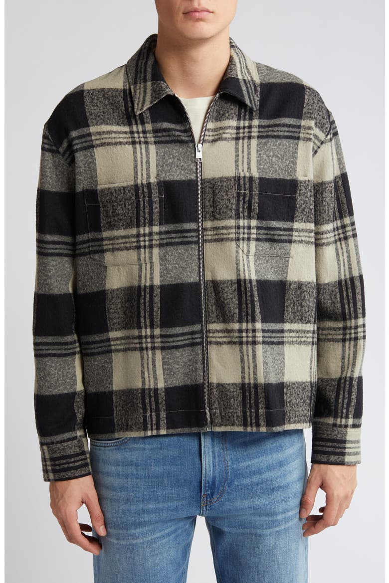 Spring Plaid Zip Shirt Jacket, Alternate, color, SMOKE BEIGE/ NOIR