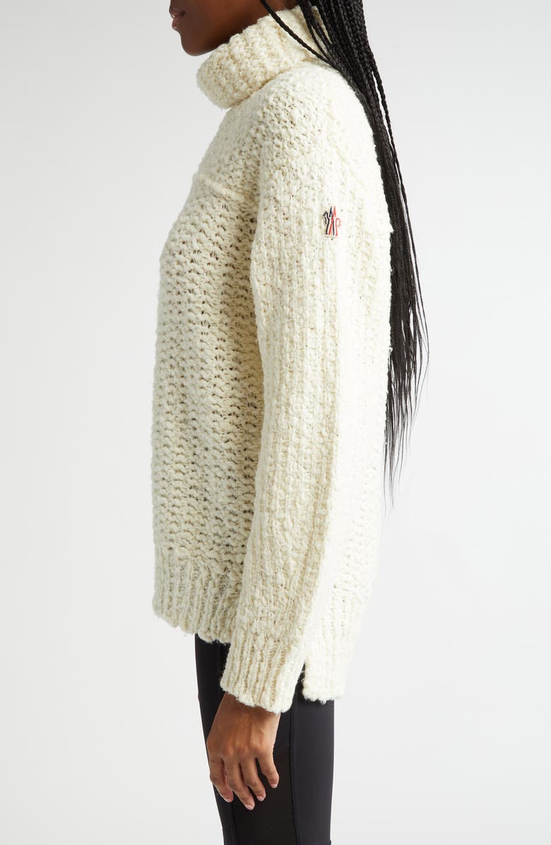 Moncler Grenoble High-Low Virgin Wool Blend Turtleneck Sweater, Alternate, color, 