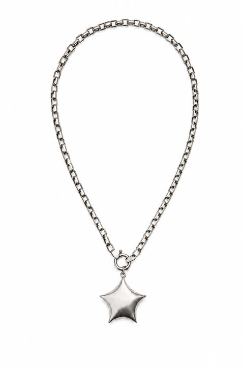 Puffed Star Paperclip Necklace