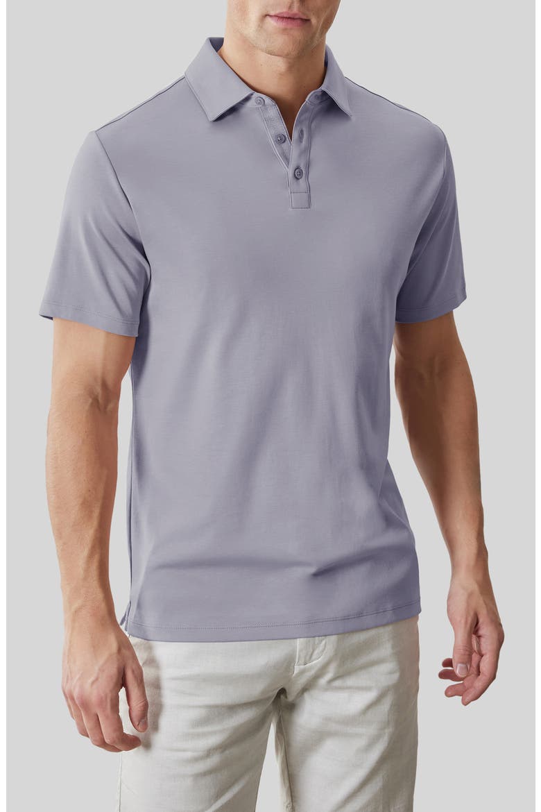 Georgia Short Sleeve Pima Cotton Polo, Main, color, LAVENDER WHISPER