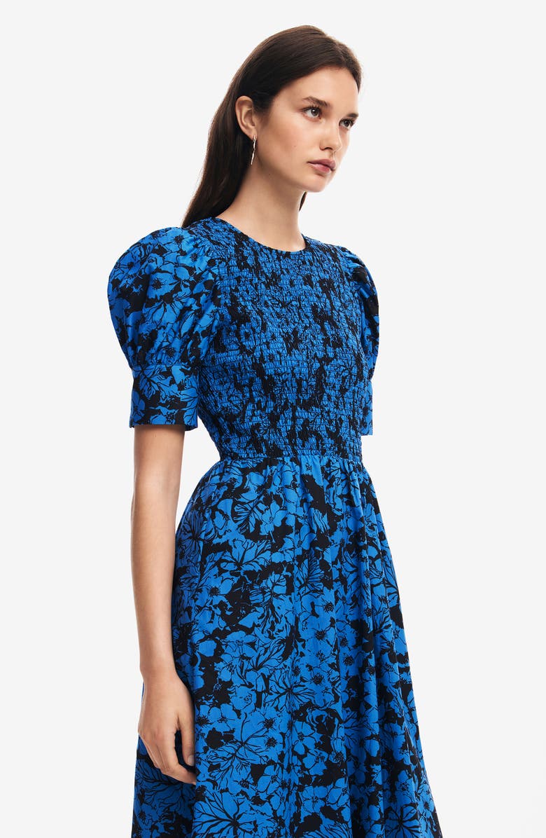 Desigual San Diego Puff Sleeve Fit & Flare Dress, Alternate, color, Blue