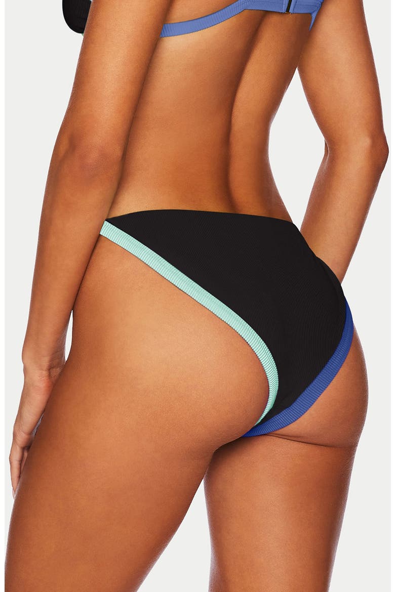 Caily Rib High Cut Bikini Bottoms, Alternate, color, SAPPHIRE SEA COLORBLOCK