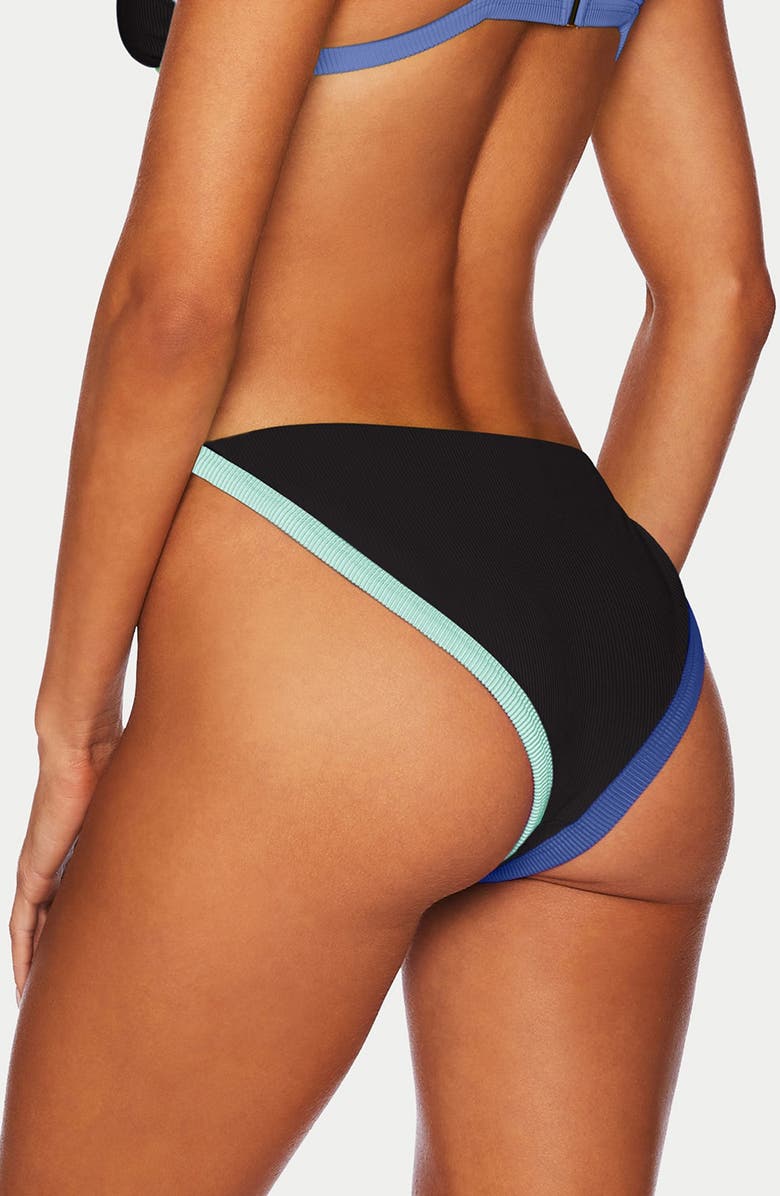 Beach Riot Caily Rib High Cut Bikini Bottoms, Alternate, color, Sapphire Sea Colorblock