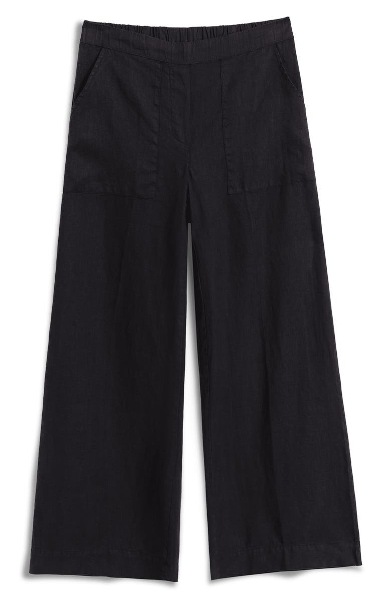 Frank & Eileen Pull-On Linen Pants, Main, color, Black Linen