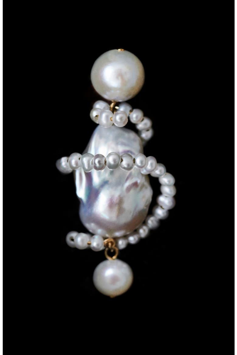 Carvings Baroque & Freshwater Pearl Drop Earrings, Alternate, color, 18CT GOLD PLATED