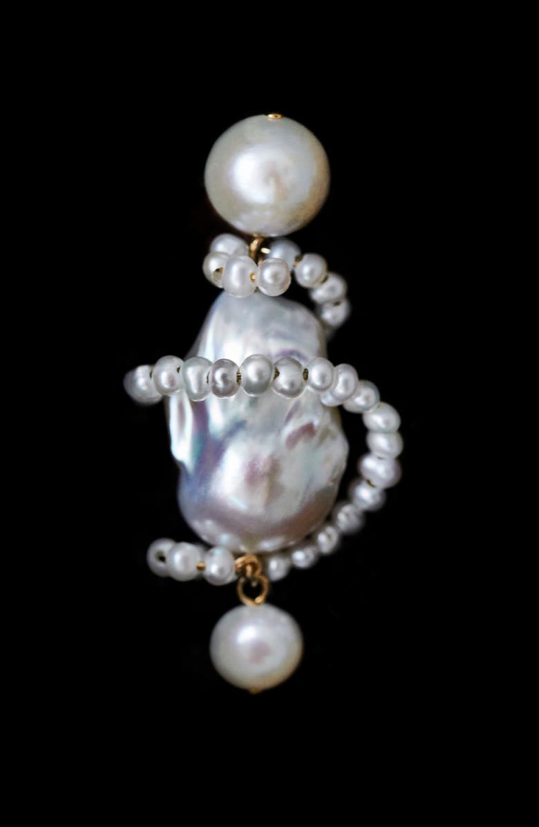 COMPLETEDWORKS Carvings Baroque & Freshwater Pearl Drop Earrings, Alternate, color, 18Ct Gold Plated