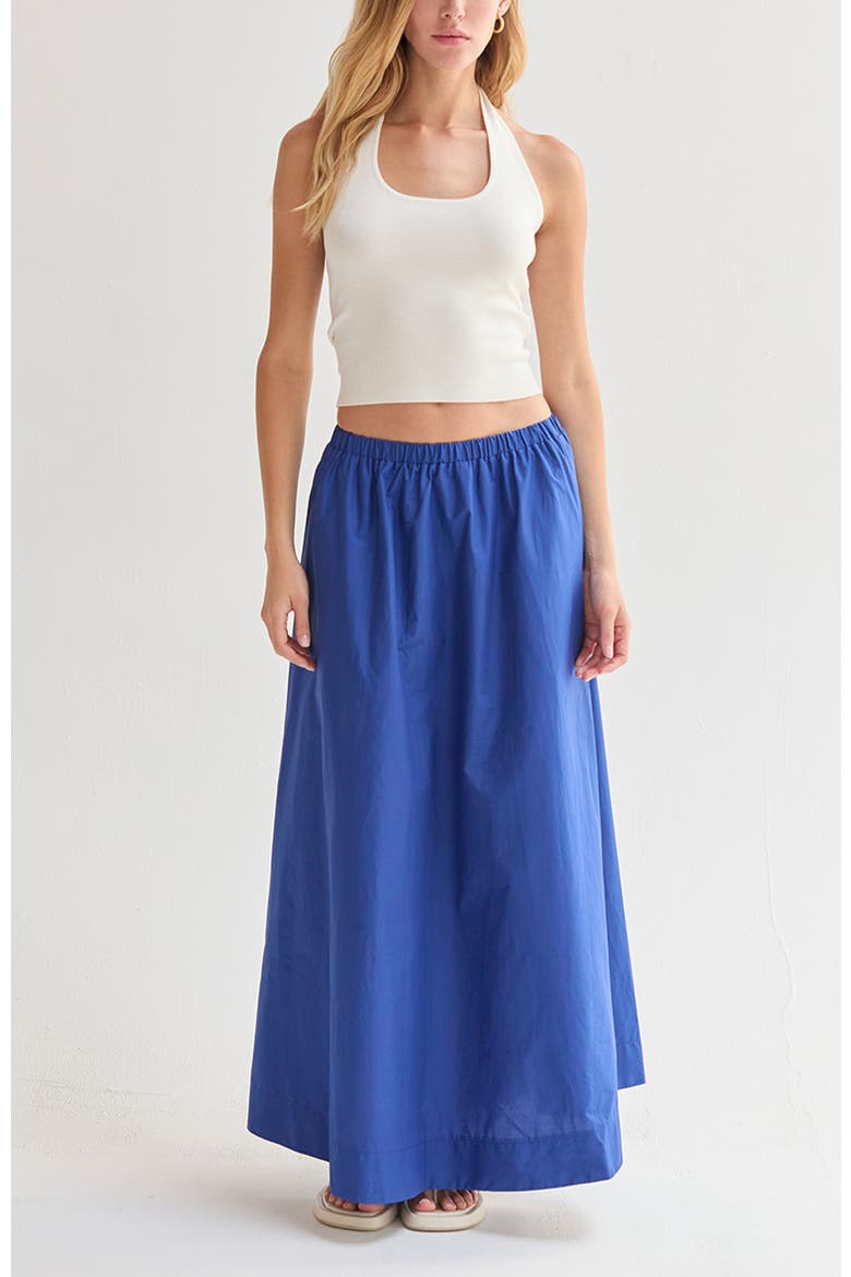 Gathered Poplin Maxi Skirt, Alternate, color, Cobalt Blue