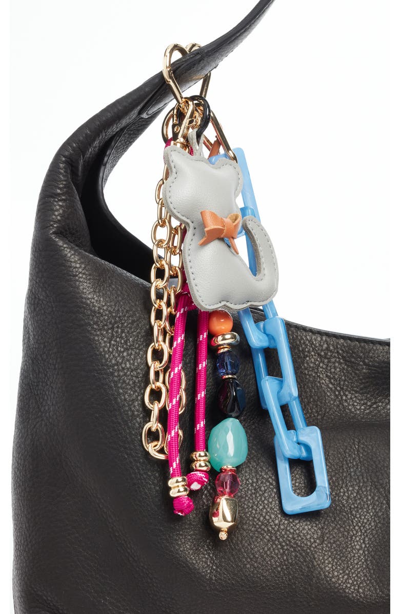 Chelsea28 Cat Cluster Bag Charm, Alternate, color, Grey Multi- Gold