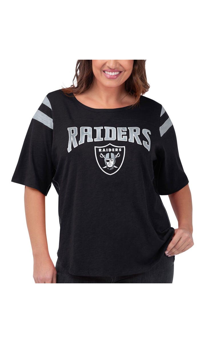 G-III 4HER BY CARL BANKS Women's G-III 4Her by Carl Banks Black Las Vegas Raiders Plus Size Linebacker T-Shirt, Main, color, Black