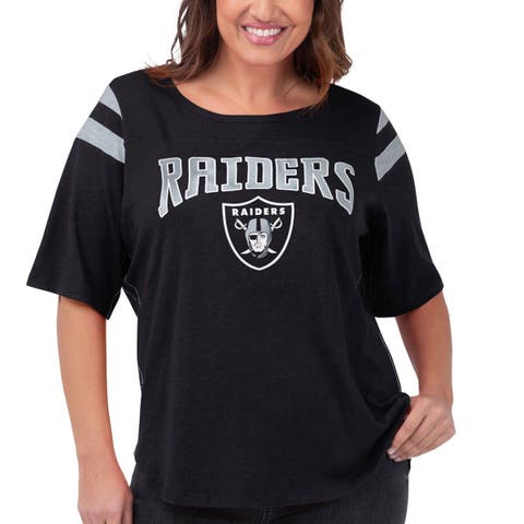 Women's G-III 4Her by Carl Banks Black Las Vegas Raiders Plus Size Linebacker T-Shirt