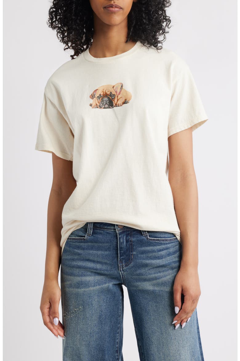 Puppy Cotton Graphic T-Shirt, Main, color, MARSHMALLOW