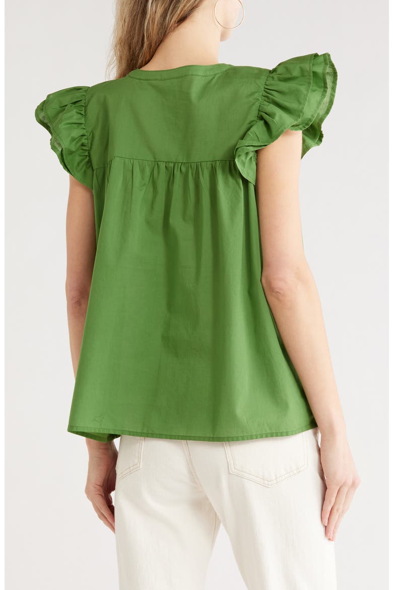 Short Sleeve Eyelet Top, Alternate, color, GREEN WILLOW