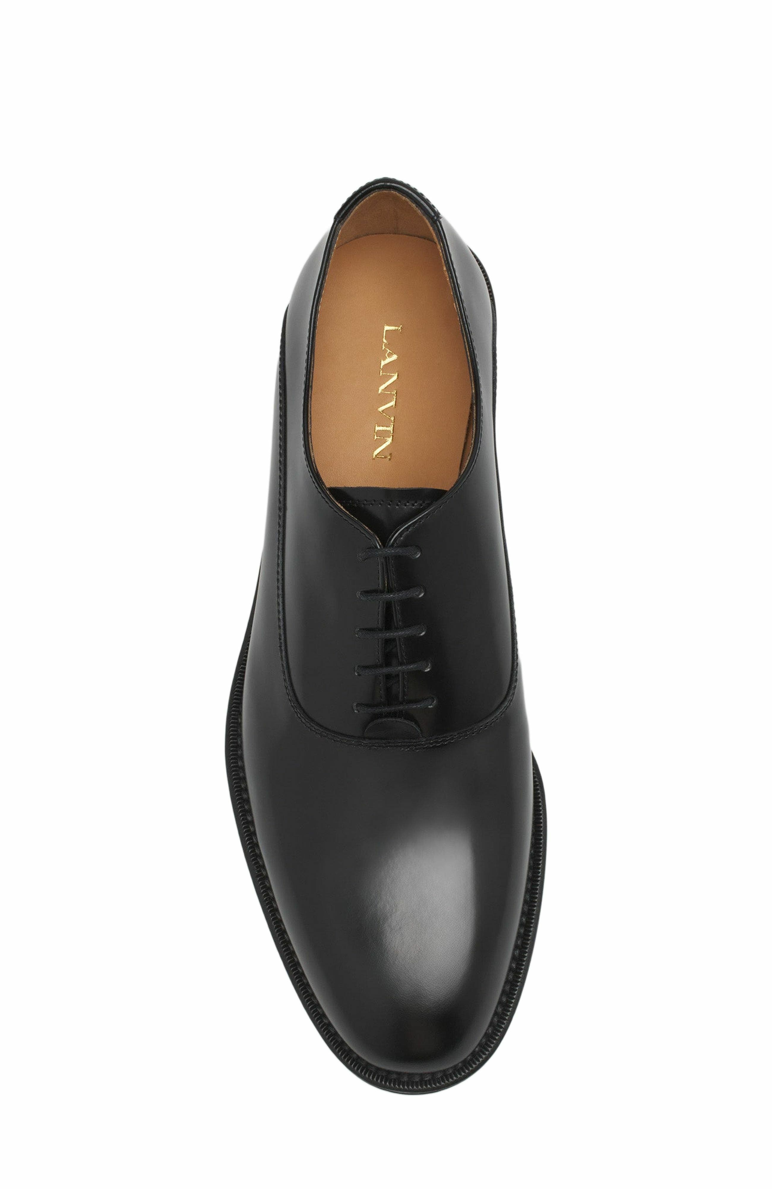 Lanvin Signature Leather Oxford Shoes, Alternate, color, Black