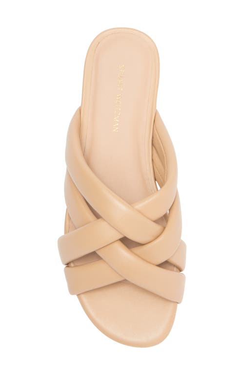 Stuart Weitzman Crossover Leather Slide In Golden Beige