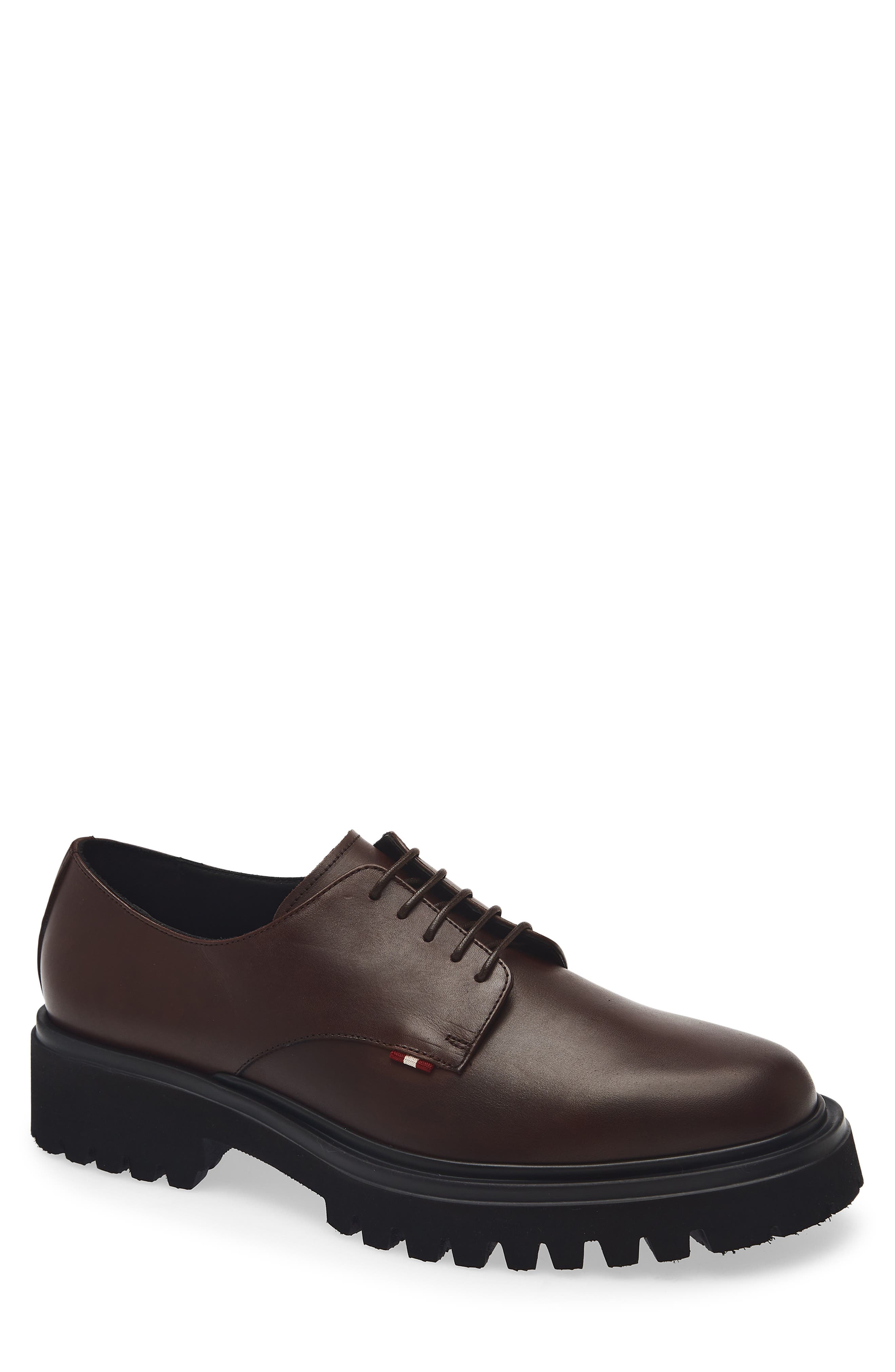 Bally Oliwery Leather Derby, Main, color, Marrone