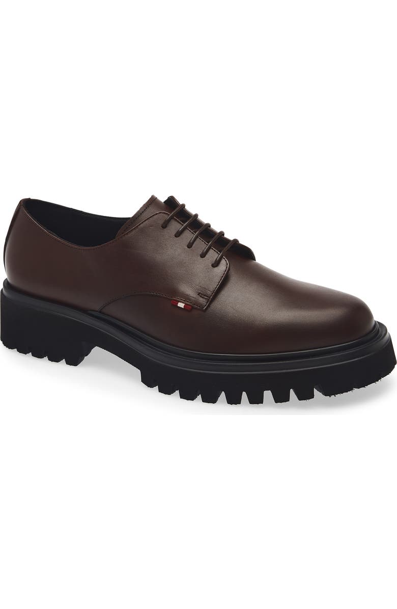 Bally Oliwery Leather Derby, Main, color, Marrone
